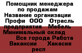 Помощник менеджера по продажам › Название организации ­ Профи, ООО › Отрасль предприятия ­ Мебель › Минимальный оклад ­ 60 000 - Все города Работа » Вакансии   . Хакасия респ.